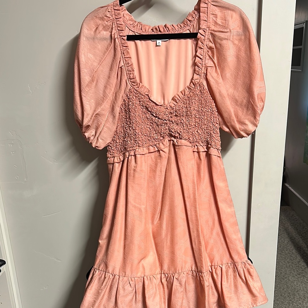 Peach Puff Sleeve Dress